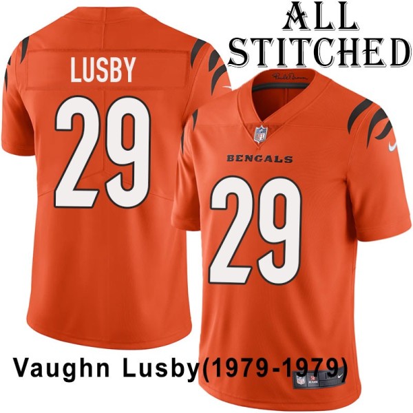 Orange Embroidered Vaughn Lusby Cincinnati Bengals #29 Stitched Jersey