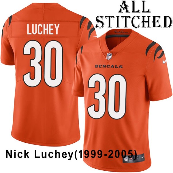 Orange Embroidered Nick Luchey Cincinnati Bengals #30 Stitched Jersey
