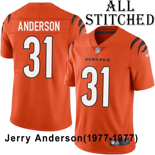 Orange Embroidered Jerry Anderson Cincinnati Bengals #31 Stitched Jersey