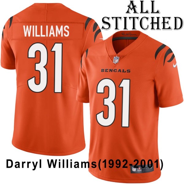 Orange Embroidered Darryl Williams Cincinnati Bengals #31 Stitched Jersey