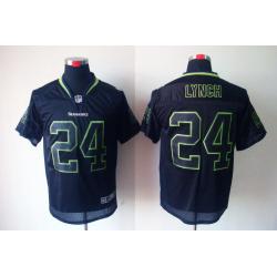 [NEW,Lights-Out]Marshawn Lynch Football Jersey -Seattle #24 Black Jersey