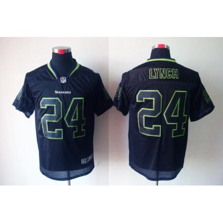 [NEW,Lights-Out]Marshawn Lynch Football Jersey -Seattle #24 Black Jersey
