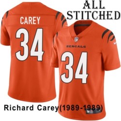 Orange Embroidered Richard Carey Cincinnati Bengals #34 Stitched Jersey