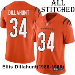 Orange Embroidered Ellis Dillahunt Cincinnati Bengals #34 Stitched Jersey
