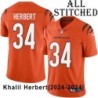 Orange Embroidered Khalil Herbert Cincinnati Bengals #34 Stitched Jersey