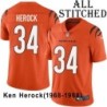 Orange Embroidered Ken Herock Cincinnati Bengals #34 Stitched Jersey