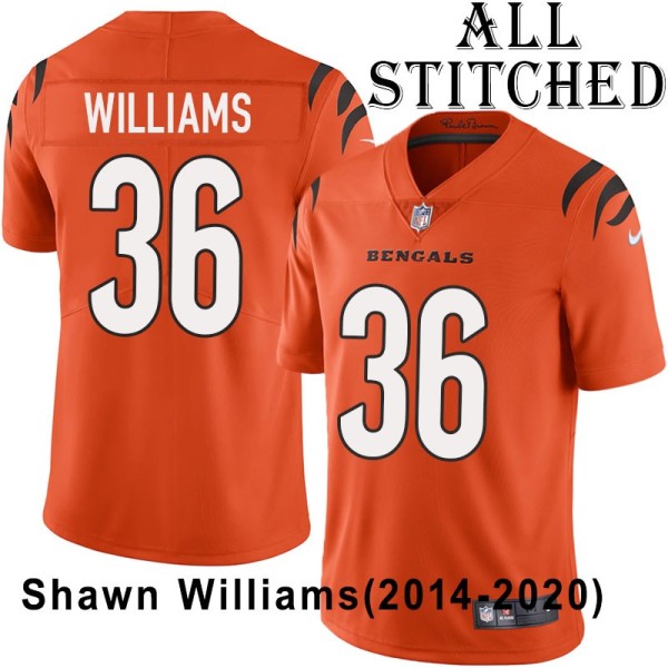 Orange Embroidered Shawn Williams Cincinnati Bengals #36 Stitched Jersey