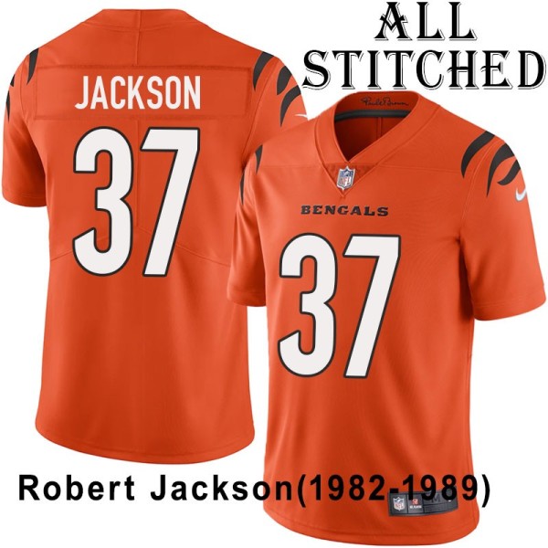 Orange Embroidered Robert Jackson Cincinnati Bengals #37 Stitched Jersey