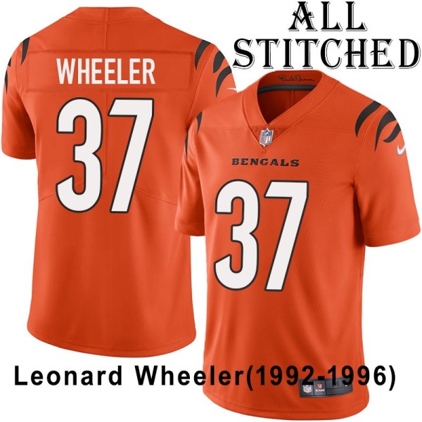 Orange Embroidered Leonard Wheeler Cincinnati Bengals #37 Stitched Jersey