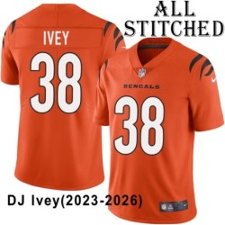 Orange Embroidered DJ Ivey Cincinnati Bengals #38 Stitched Jersey