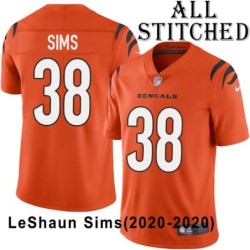 Orange Embroidered LeShaun Sims Cincinnati Bengals #38 Stitched Jersey