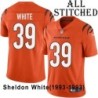 Orange Embroidered Sheldon White Cincinnati Bengals #39 Stitched Jersey