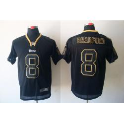 [NEW,Lights-Out]Sam Bradford Football Jersey -St. Louis  #8 Black Jersey