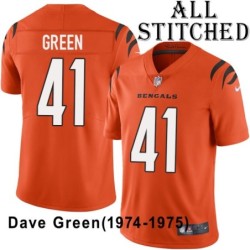 Orange Embroidered Dave Green Cincinnati Bengals #41 Stitched Jersey