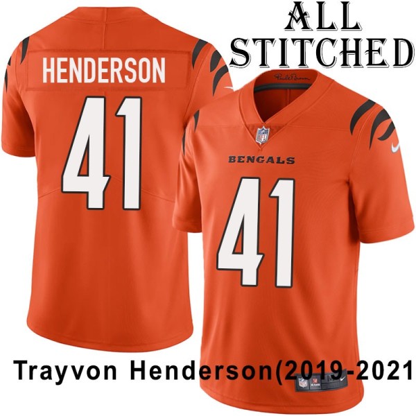 Orange Embroidered Trayvon Henderson Cincinnati Bengals #41 Stitched Jersey