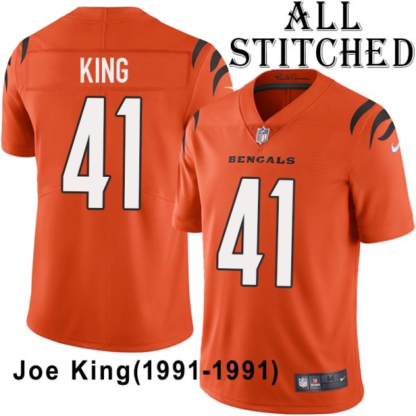Orange Embroidered Joe King Cincinnati Bengals #41 Stitched Jersey
