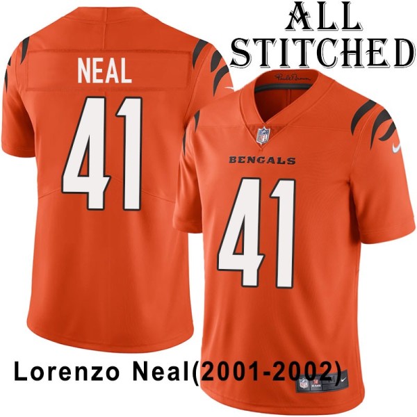 Orange Embroidered Lorenzo Neal Cincinnati Bengals #41 Stitched Jersey