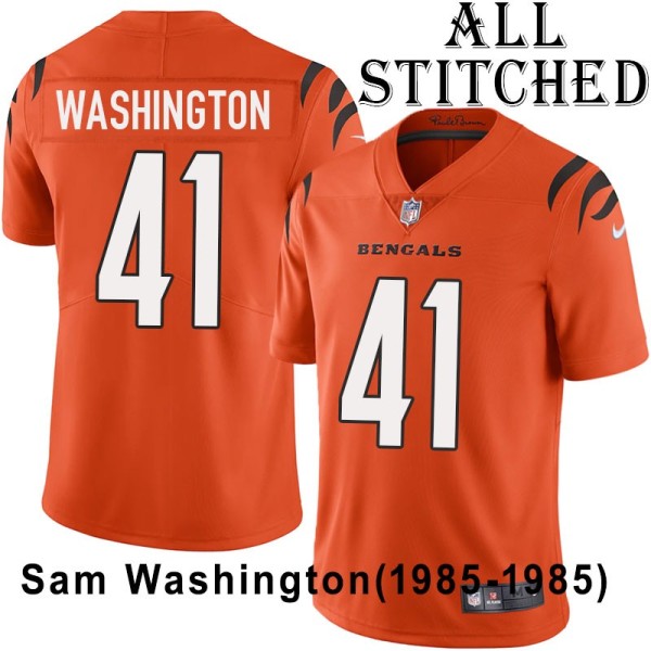 Orange Embroidered Sam Washington Cincinnati Bengals #41 Stitched Jersey