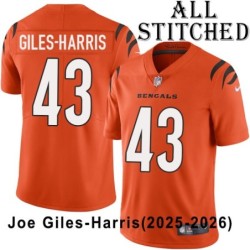 Orange Embroidered Joe Giles-Harris Cincinnati Bengals #43 Stitched Jersey