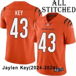 Orange Embroidered Jaylen Key Cincinnati Bengals #43 Stitched Jersey
