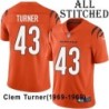 Orange Embroidered Clem Turner Cincinnati Bengals #43 Stitched Jersey
