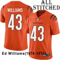 Orange Embroidered Ed Williams Cincinnati Bengals #43 Stitched Jersey