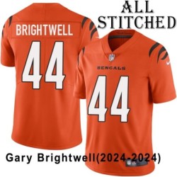 Orange Embroidered Gary Brightwell Cincinnati Bengals #44 Stitched Jersey