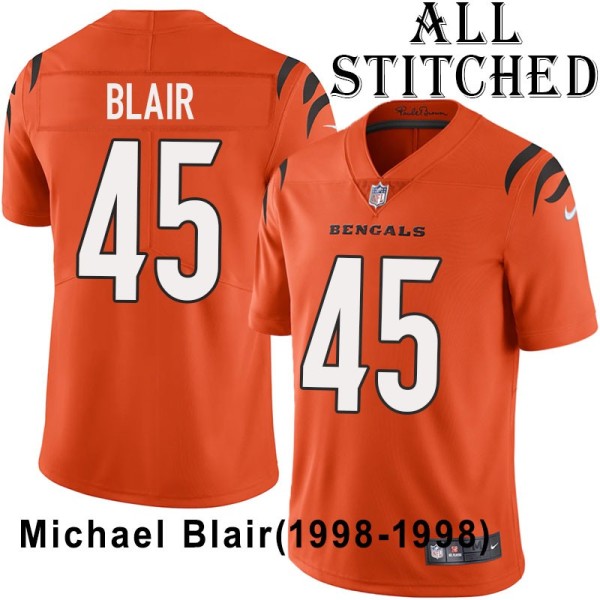 Orange Embroidered Michael Blair Cincinnati Bengals #45 Stitched Jersey