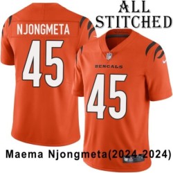 Orange Embroidered Maema Njongmeta Cincinnati Bengals #45 Stitched Jersey