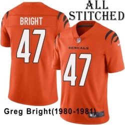 Orange Embroidered Greg Bright Cincinnati Bengals #47 Stitched Jersey