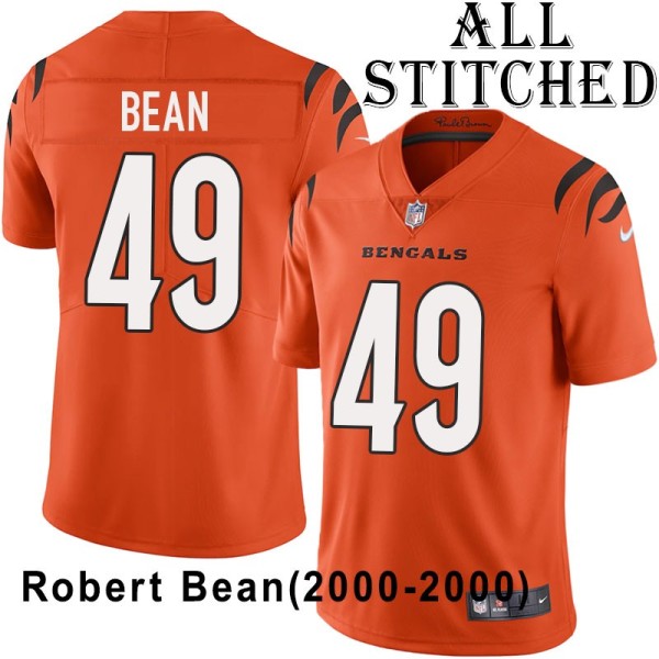 Orange Embroidered Robert Bean Cincinnati Bengals #49 Stitched Jersey