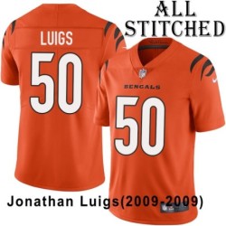 Orange Embroidered Jonathan Luigs Cincinnati Bengals #50 Stitched Jersey