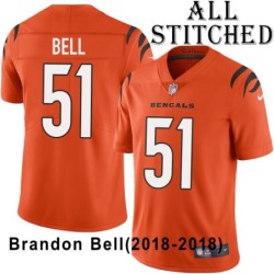 Orange Embroidered Brandon Bell Cincinnati Bengals #51 Stitched Jersey
