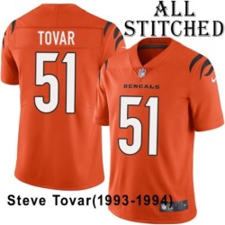 Orange Embroidered Steve Tovar Cincinnati Bengals #51 Stitched Jersey