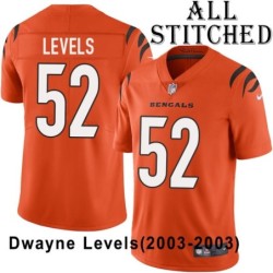 Orange Embroidered Dwayne Levels Cincinnati Bengals #52 Stitched Jersey