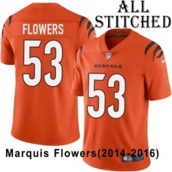 Orange Embroidered Marquis Flowers Cincinnati Bengals #53 Stitched Jersey