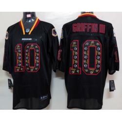 [NEW,Lights-Out with logos]Robert Griffin III(RG3) Football Jersey -Washington #10 Black Jersey