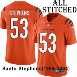Orange Embroidered Santo Stephens Cincinnati Bengals #53 Stitched Jersey