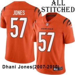Orange Embroidered Dhani Jones Cincinnati Bengals #57 Stitched Jersey