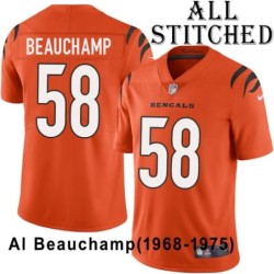 Orange Embroidered Al Beauchamp Cincinnati Bengals #58 Stitched Jersey