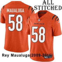 Orange Embroidered Rey Maualuga Cincinnati Bengals #58 Stitched Jersey