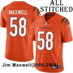 Orange Embroidered Jim Maxwell Cincinnati Bengals #58 Stitched Jersey