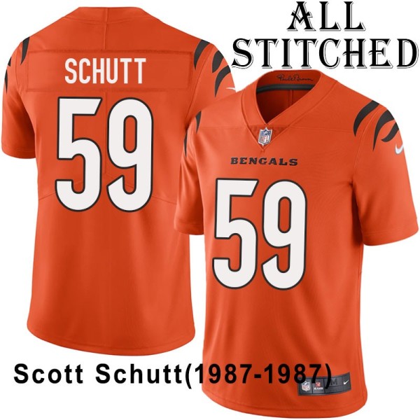 Orange Embroidered Scott Schutt Cincinnati Bengals #59 Stitched Jersey