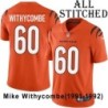 Orange Embroidered Mike Withycombe Cincinnati Bengals #60 Stitched Jersey