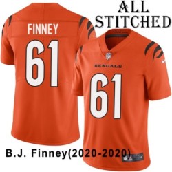 Orange Embroidered B.J. Finney Cincinnati Bengals #61 Stitched Jersey
