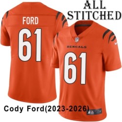 Orange Embroidered Cody Ford Cincinnati Bengals #61 Stitched Jersey