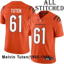 Orange Embroidered Melvin Tuten Cincinnati Bengals #61 Stitched Jersey