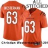 Orange Embroidered Christian Westerman Cincinnati Bengals #63 Stitched Jersey