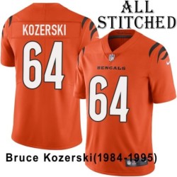 Orange Embroidered Bruce Kozerski Cincinnati Bengals #64 Stitched Jersey