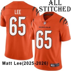 Orange Embroidered Matt Lee Cincinnati Bengals #65 Stitched Jersey